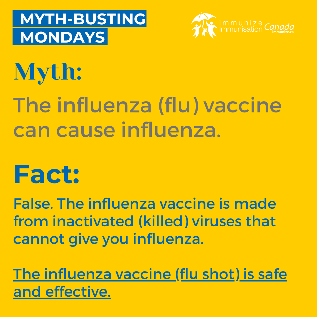 Myth-busting Monday - vaccine cannot cause influenza - image for Instagram